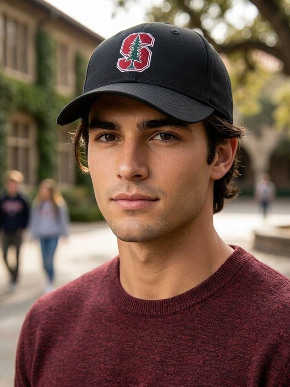 Stanford Baseball Hat O/S Black Red Port & Company University Cap Stitched Tree